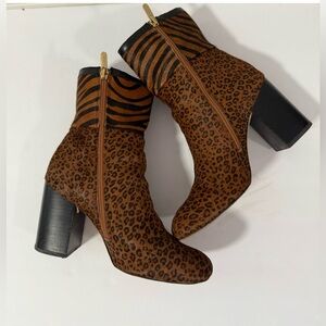 ZARTO Leopard Print Ankle Boots